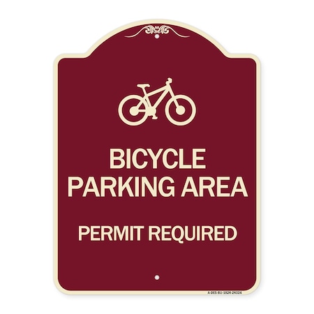 Signmission Bicycle Parking Area Permit Required W/ Graphic Heavy-Gauge Aluminum Sign, 24" x 18", BU-1824-24324 A-DES-BU-1824-24324